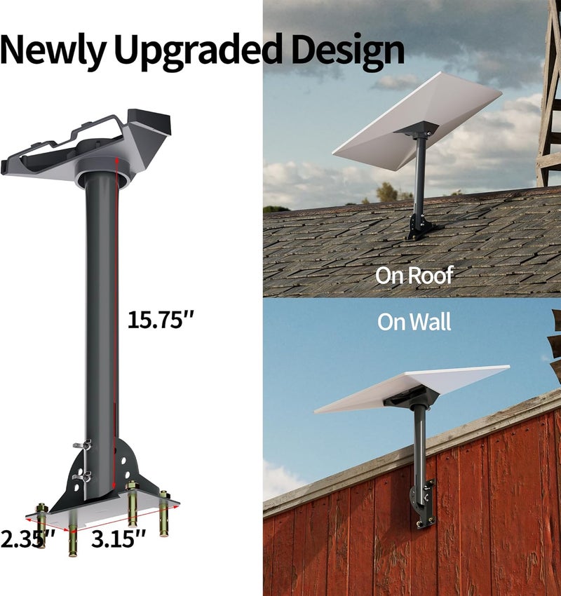 EAZUSE Starlink Gen 3 Mount Kit Pivot Roof Standard Mount with Aluminum Pipe Adapter for Starlink Gen 3, Adjustable Pole Mounting 16" for V3 Standard Dish Kickstand - Image 2